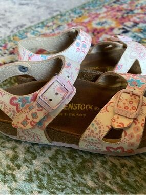 Birkenstock Kids Pink Floral Two-Strap Sandals